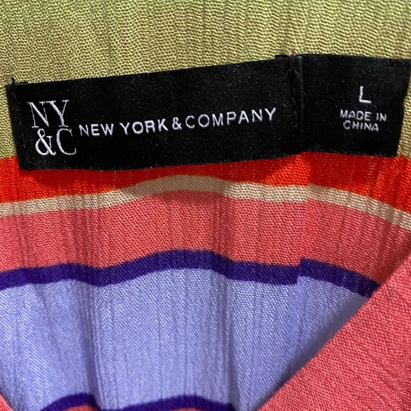New York & Co. Stripe Tiered Dress w/Shoulder Ties Color Purple MardiGras Size L - Picture 4 of 5